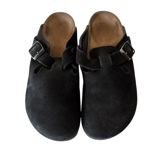 BIRKENSTOCK Boston Soft Footbed Suede Leather Black Women Size EU 37 US 6 - Picture 1 of 10